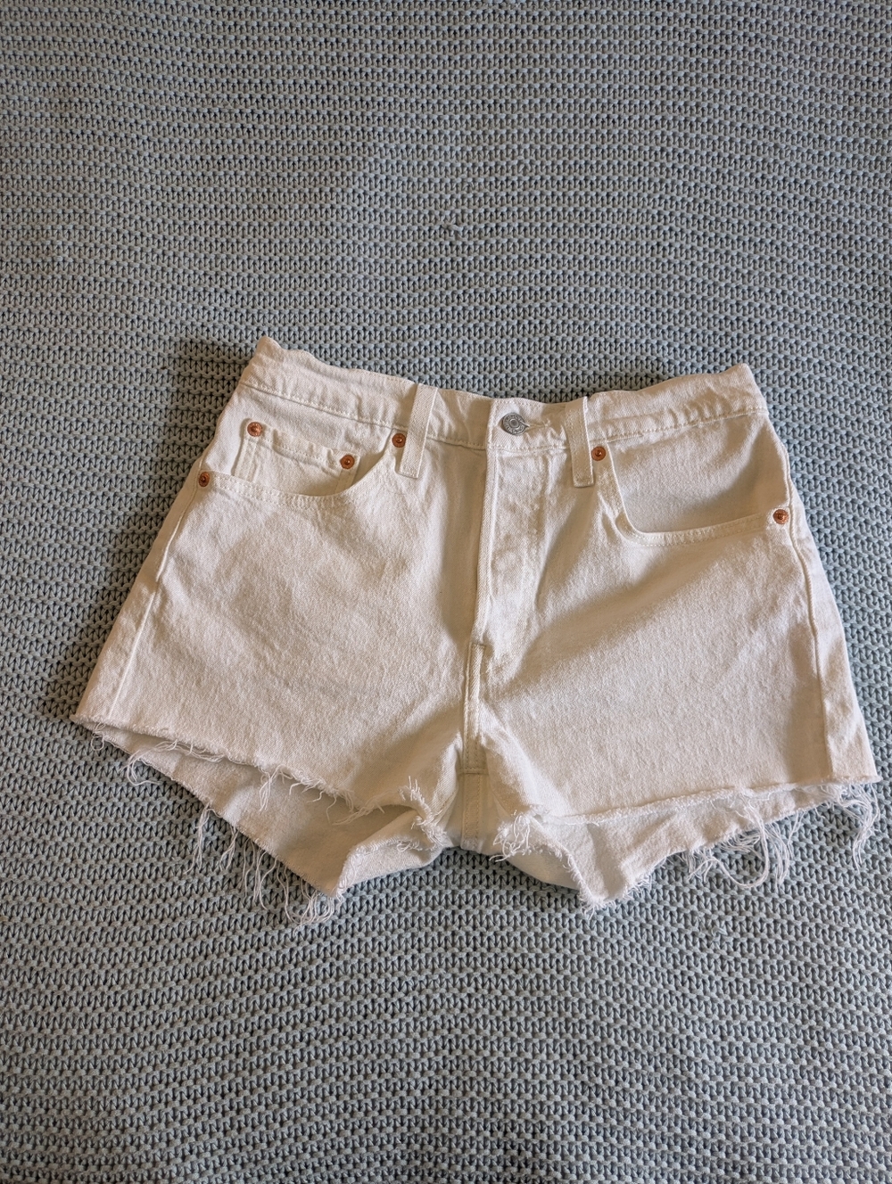 Levi's 501 Cutoff Shorts White Sz 27 - Picture 6 of 9